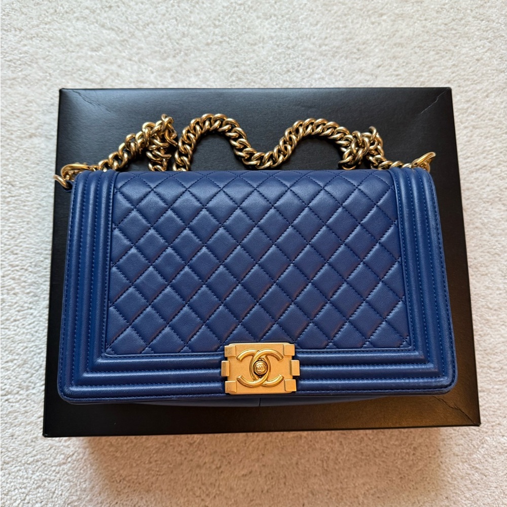 Chanel Blue Quilted Leather Bag